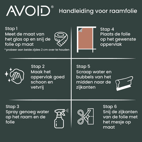 AVOID® - Raamfolie - Zilver Zwart - Verschillende Maten