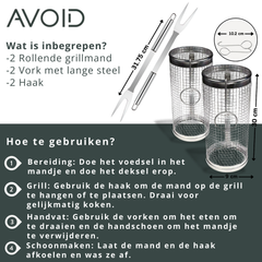 AVOID® - Grillmand BBQ - Set Van 2 - Verkrijgbaar in 2 Maten - Avoid