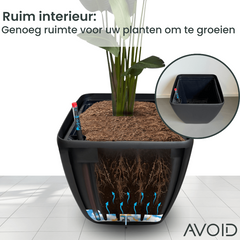 AVOID® - Slimme Bloempot - Met Wielen - Oslo Collectie - L - Avoid